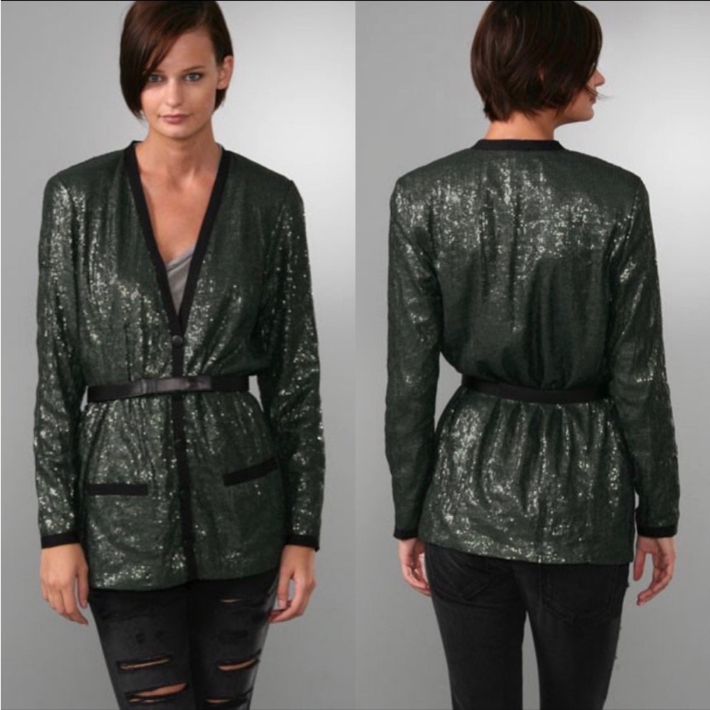 Robert Rodriguez Sequin Cardigan Peacock Color Size 4